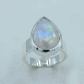 Faceted Moonstone Sterling Silver Ring Size 8