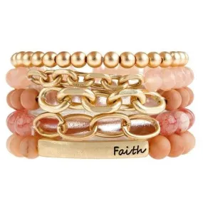 Faith Engraved Cham Beaded Bracelet