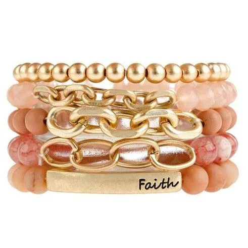 Faith Engraved Cham Beaded Bracelet