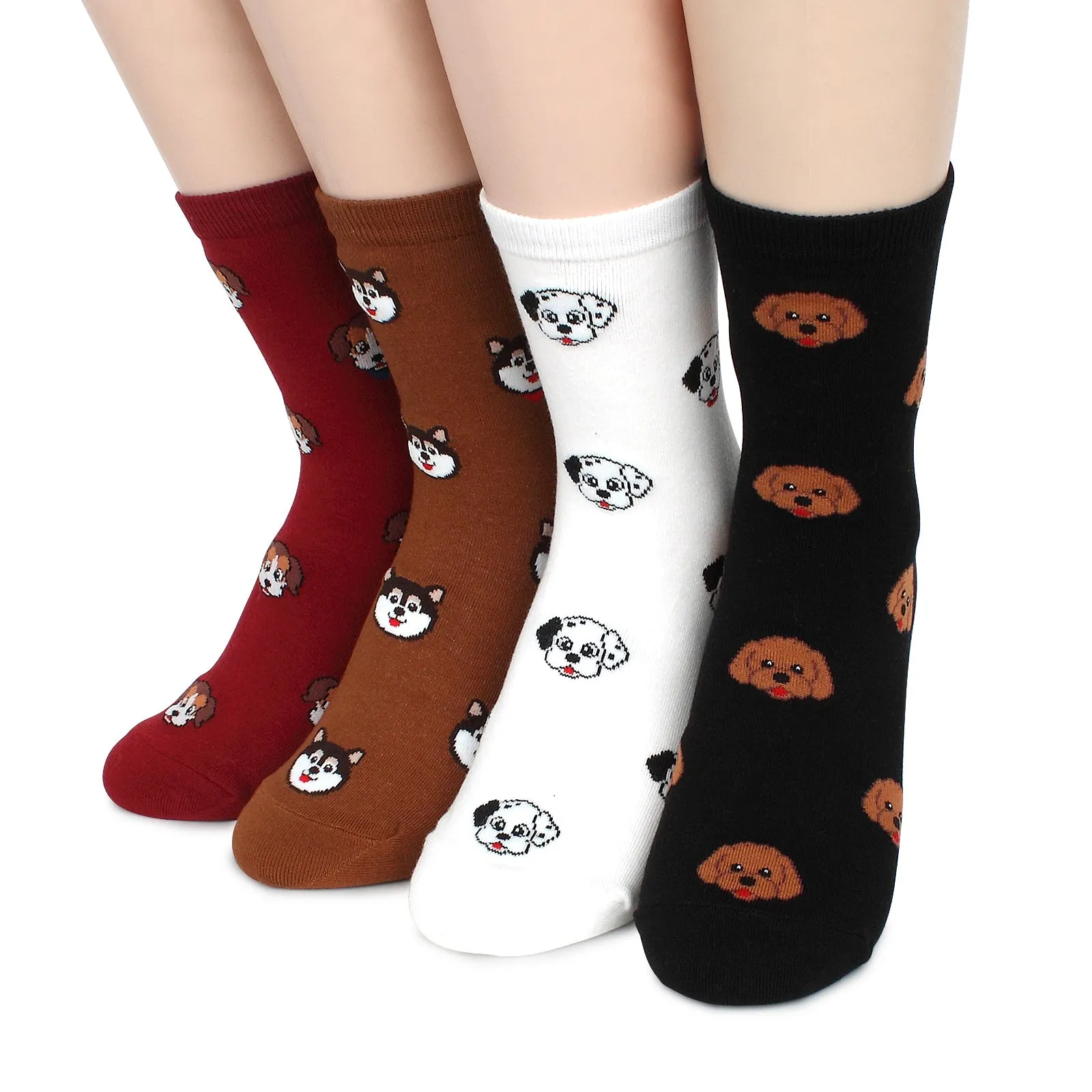 Favorite Casual Puppies Printed Crew Socks (4 pairs) GK58