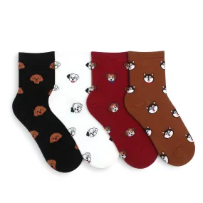 Favorite Casual Puppies Printed Crew Socks (4 pairs) GK58