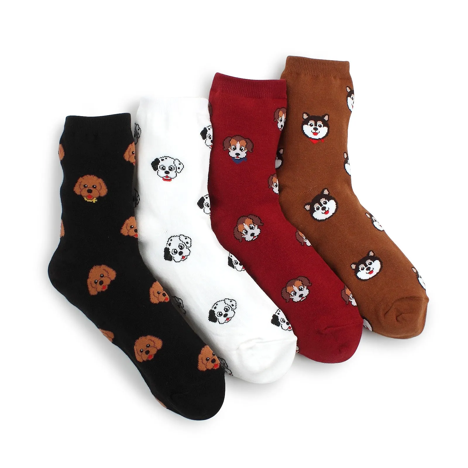Favorite Casual Puppies Printed Crew Socks (4 pairs) GK58