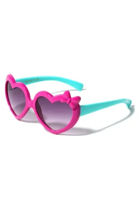 FF-K909-HEART-KIDS HEART SHAPE DUOTONE SIDE BOW WHOLESALE SUNGLASSES-12PCS