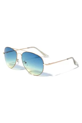 FF-M6322-OC-OCEANIC COLOR LENS CLEAR TIP AVIATORS WHOLESALE SUNGLASSES-12PCS