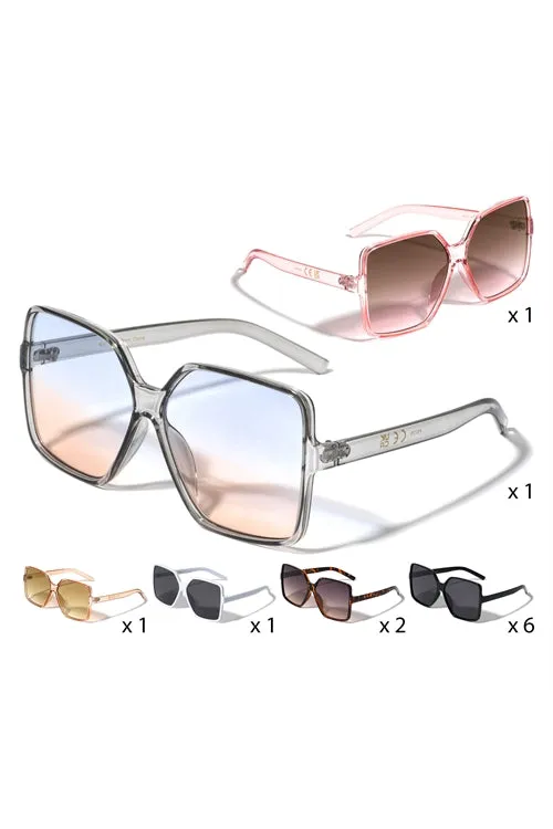 FF-P6776-OVERSIZED FASHION SQUARED BUTTERFLY WHOLESALE SUNGLASSES-12PCS