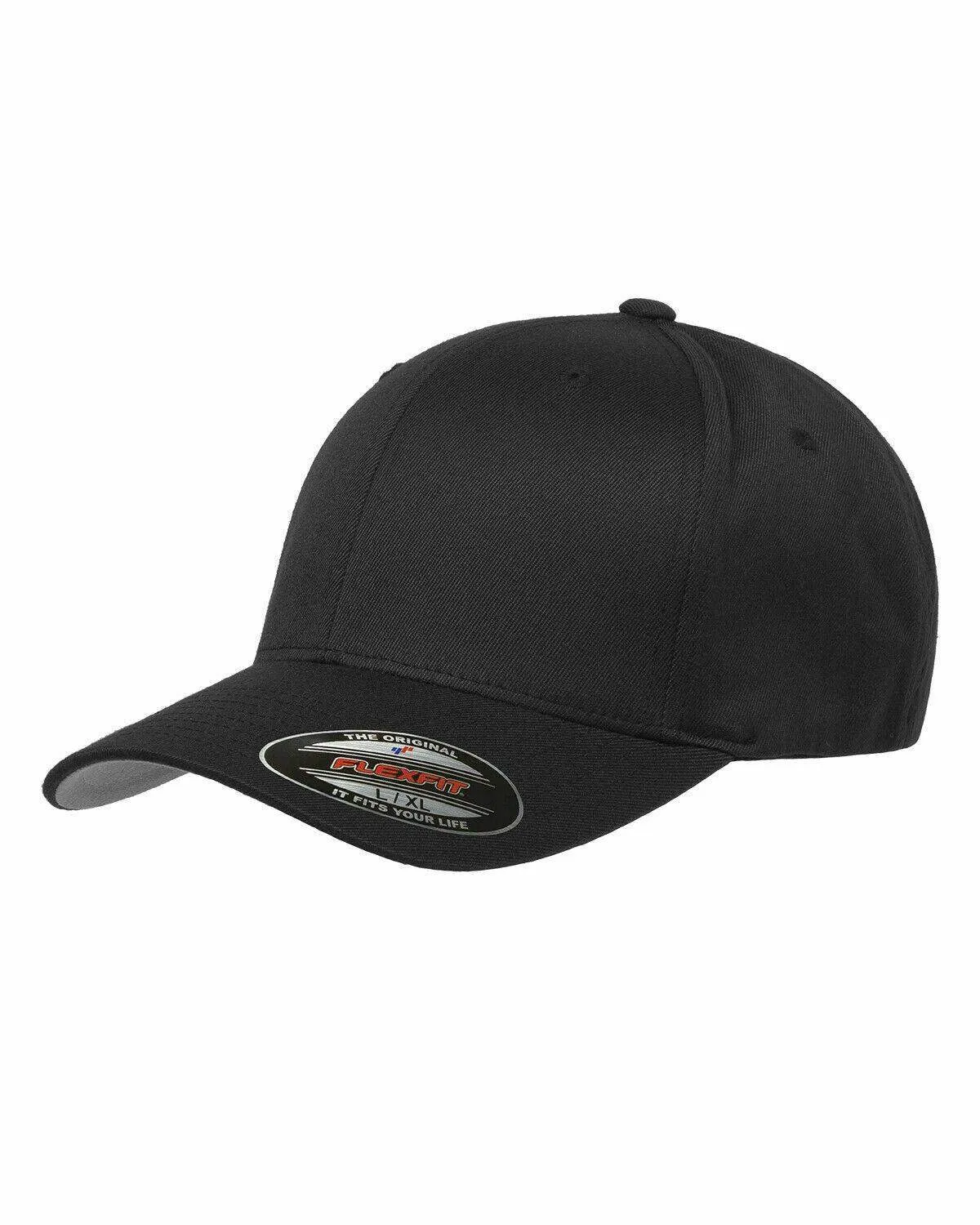 Flexfit Hat 6-Panel Original Fitted Baseball Cap Hat Model 6277, S/M, L/XL, XXL
