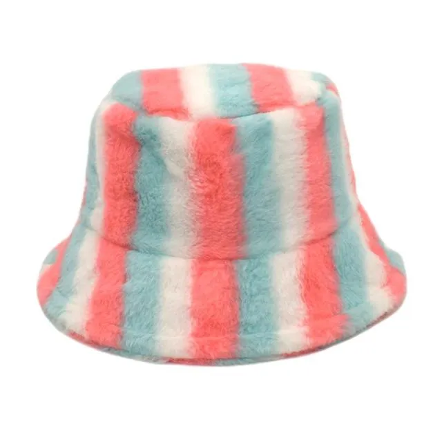 Fluffy Striped Bucket Hat