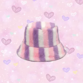 Fluffy Striped Bucket Hat