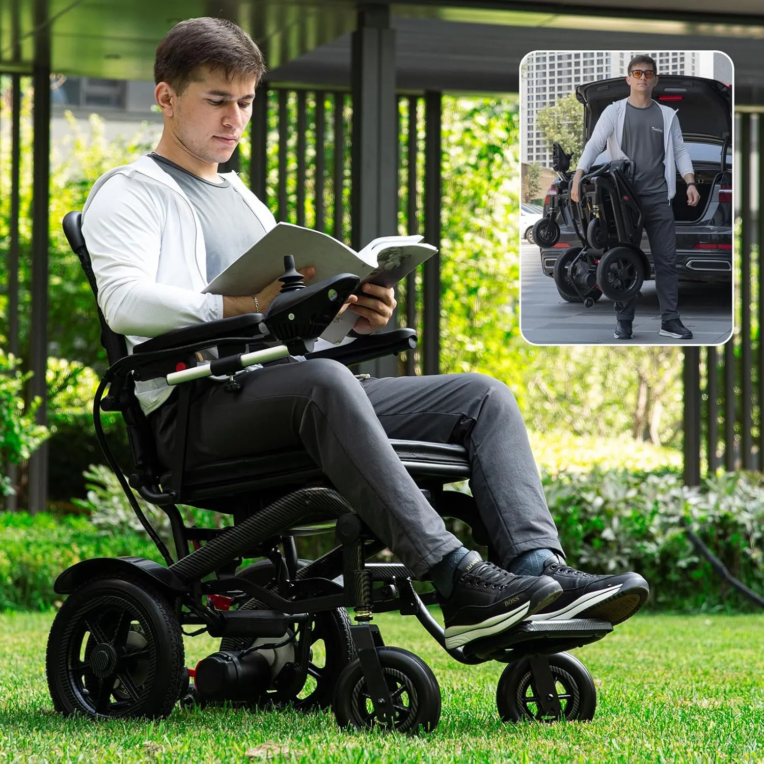 Foldable Electric Wheelchair for Adults - 10 Mile Range, Detachable 10AH Battery Model MSA2230