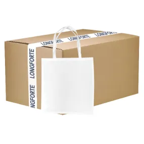 FULL CARTON - 100 x Tote Bags - Venice - Satin White - 38cm x 40cm - Short Handles