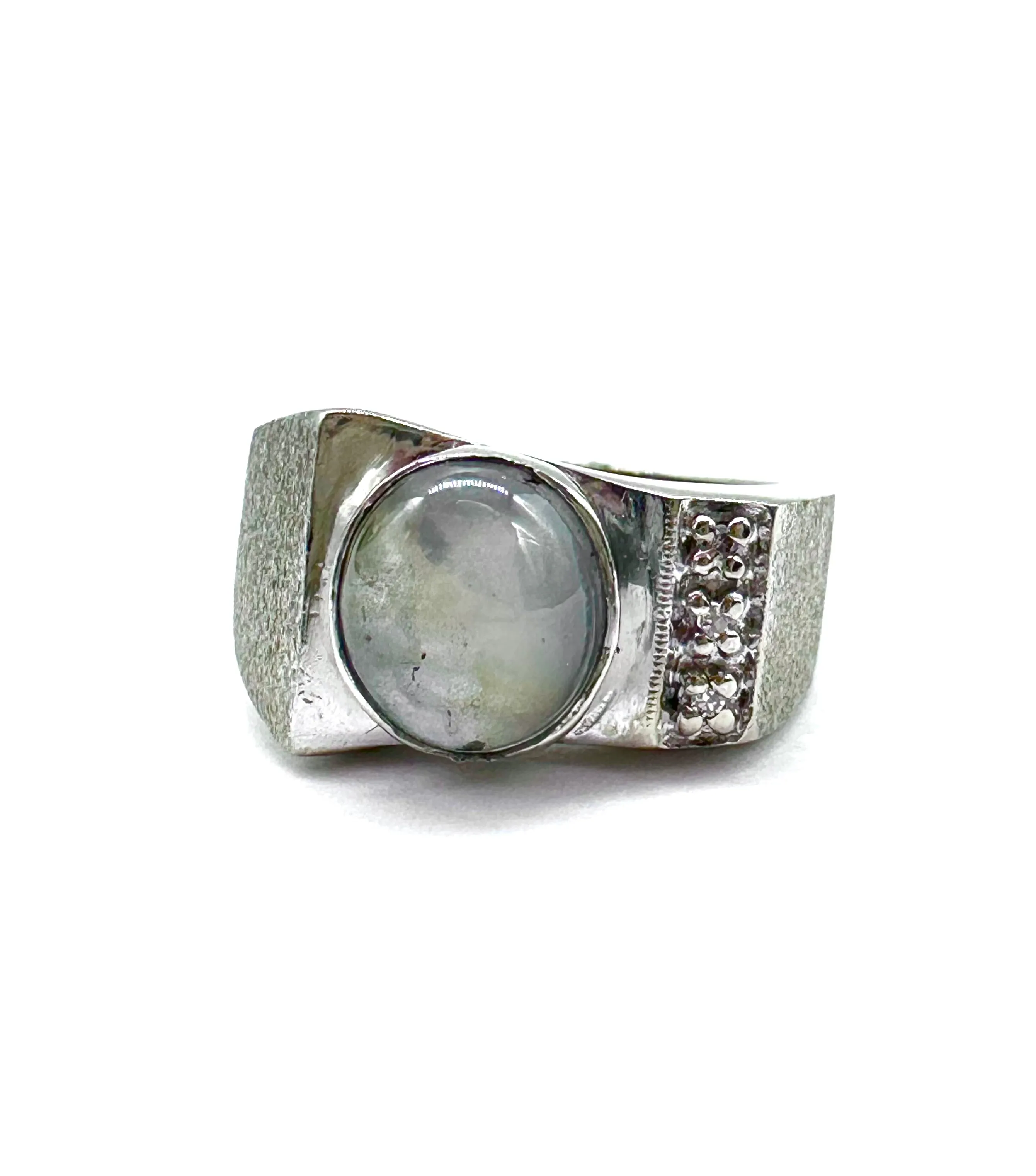 Gents moonstone and diamond ring