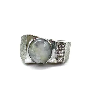 Gents moonstone and diamond ring