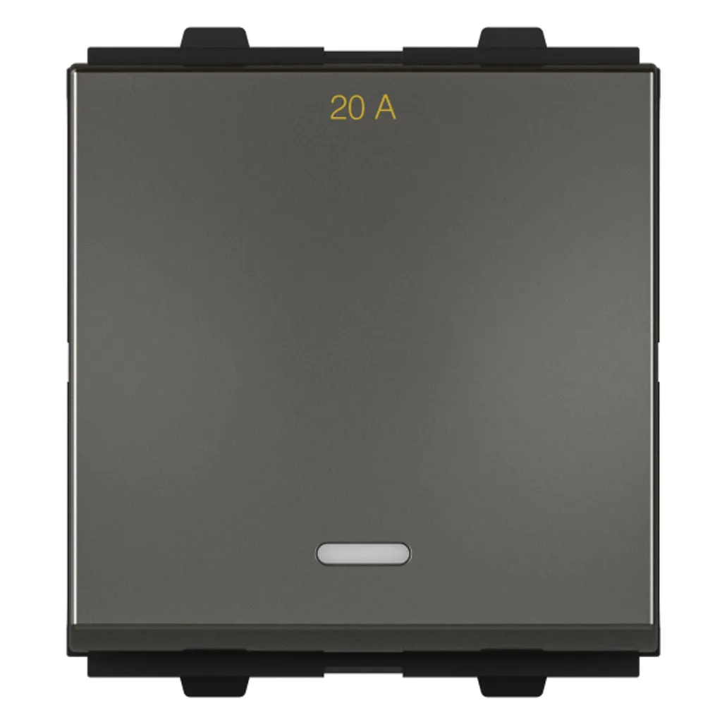 GM Java 20A 1 Way Switch With LED Indicator 2 Module Graphite Magnesia AB 2 315