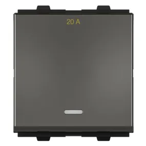 GM Java 20A 1 Way Switch With LED Indicator 2 Module Graphite Magnesia AB 2 315