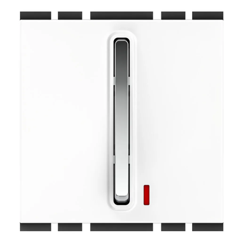 GM Stylo 10AX 1 Way Switch With LED Indicator 2 Module Glossy White AC 2 367