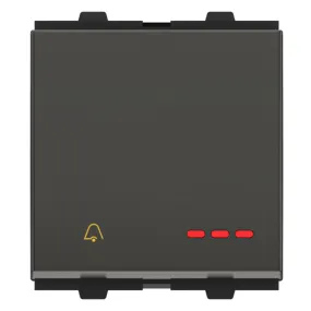 GM Viva 10AX Bell Push Switch With LED Indicator 2 Module Graphite Magnesia AB 2 016