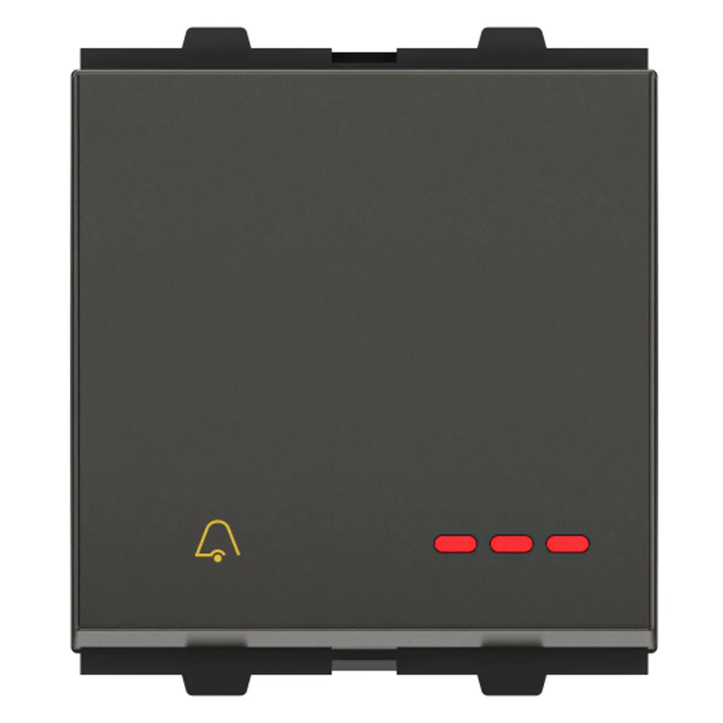 GM Viva 10AX Bell Push Switch With LED Indicator 2 Module Graphite Magnesia AB 2 016