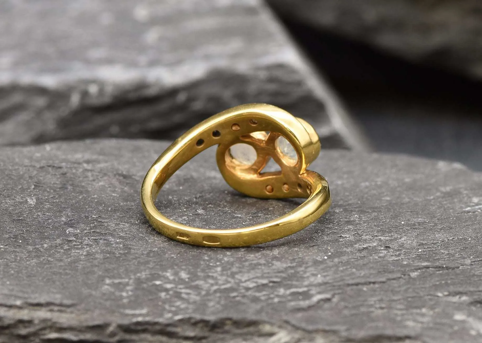 Gold Moonstone Ring - Natural Rainbow Moonstone Ring  - June Birthstone Ring
