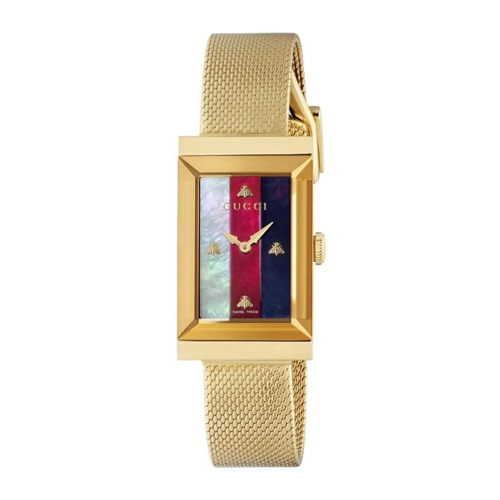 Gucci G-Frame Quartz White, Red and Navy Mother of Pearl Dial - YA147410
