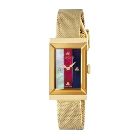 Gucci G-Frame Quartz White, Red and Navy Mother of Pearl Dial - YA147410
