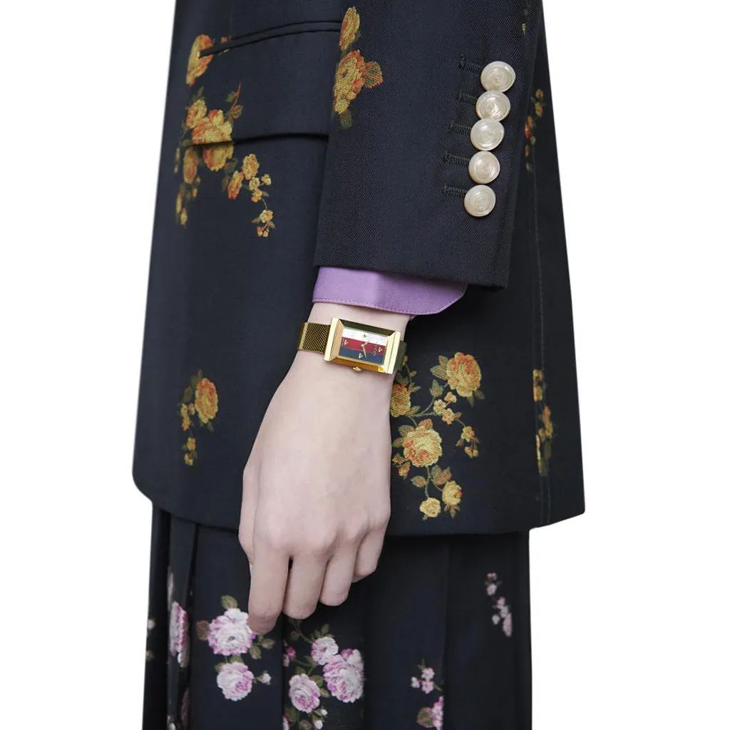 Gucci G-Frame Quartz White, Red and Navy Mother of Pearl Dial - YA147410