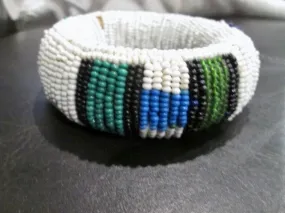 Handmade AFRICA Bead BRACELET Tribal Ethnic Cuff BEAD Bangle WHITE GREEN BLACK