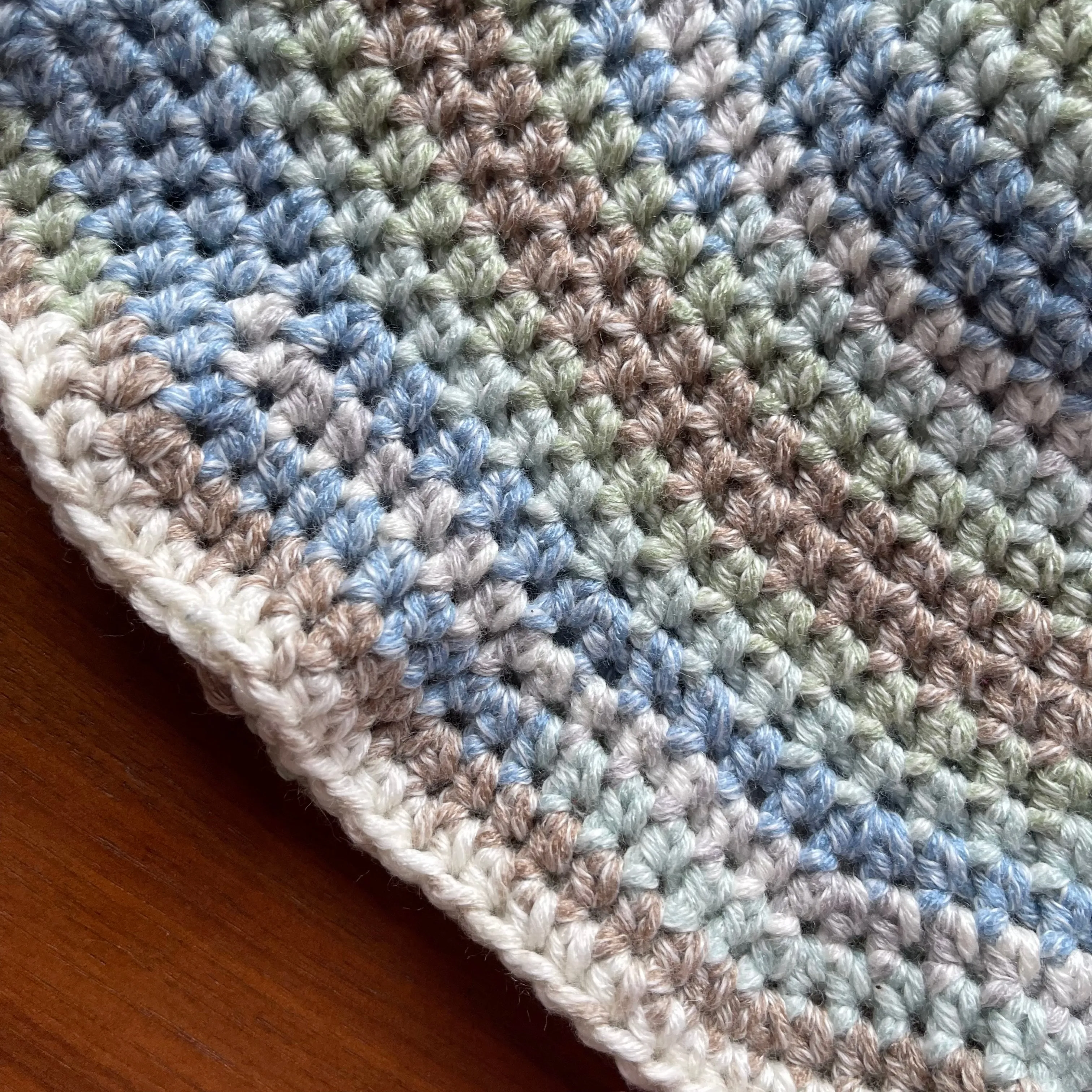Handmade striped crochet bucket hat in Beach shades