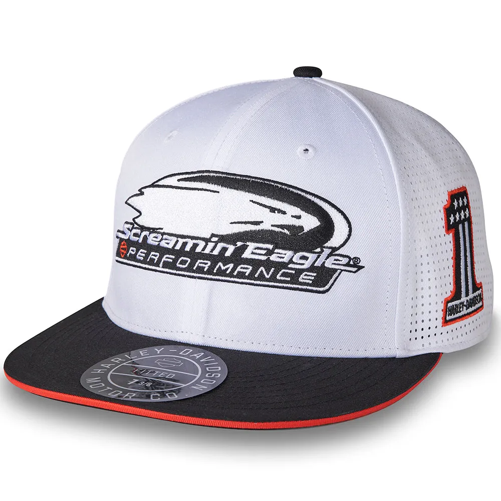 Harley-Davidson Screamin' Eagle Fitted Baseball Cap, White Hat 97719-24VM