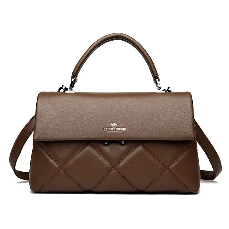 High Capacity Solid Color Shopping Tote – Luxury Designer Leather Handbag, High-Quality Shoulder Bag for Women