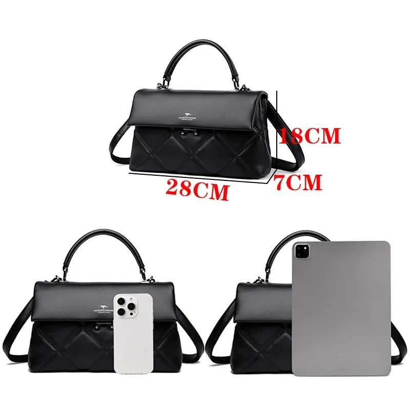 High Capacity Solid Color Shopping Tote – Luxury Designer Leather Handbag, High-Quality Shoulder Bag for Women