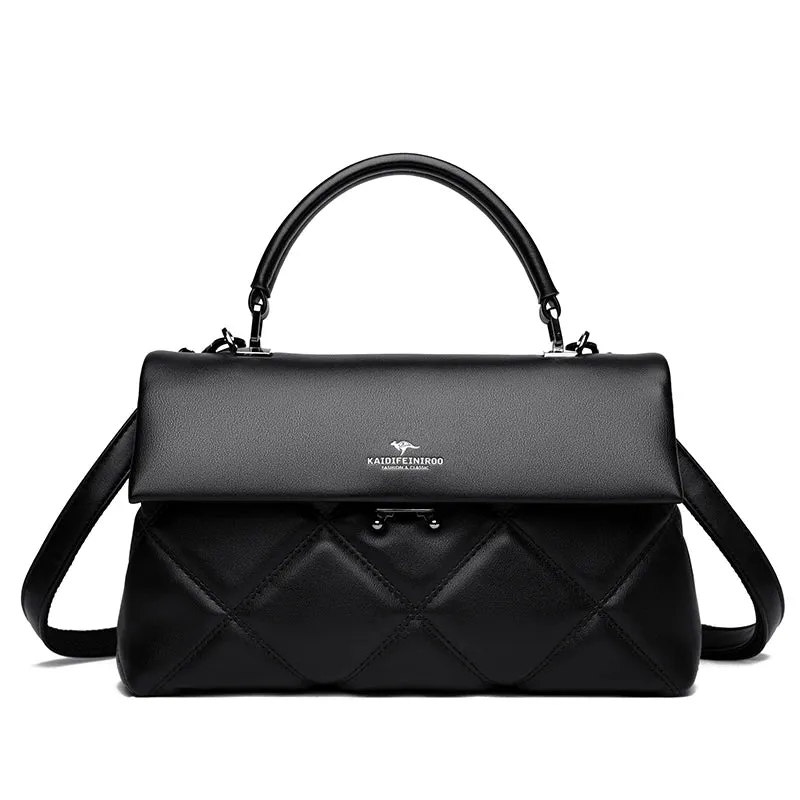 High Capacity Solid Color Shopping Tote – Luxury Designer Leather Handbag, High-Quality Shoulder Bag for Women