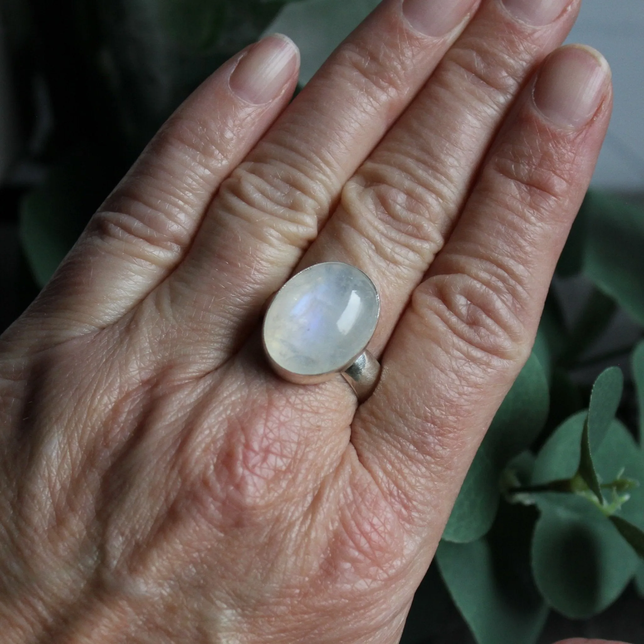 Huge Rainbow Moonstone Statement Ring