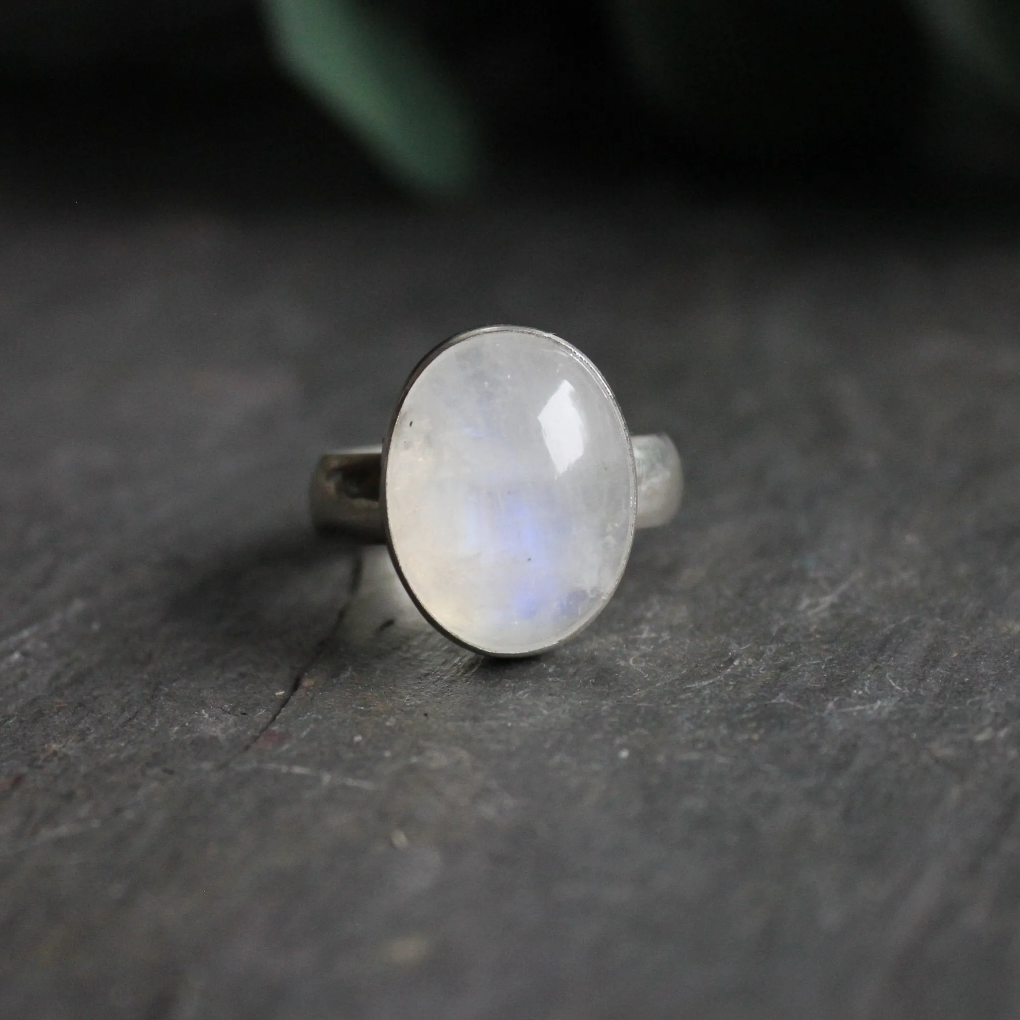 Huge Rainbow Moonstone Statement Ring