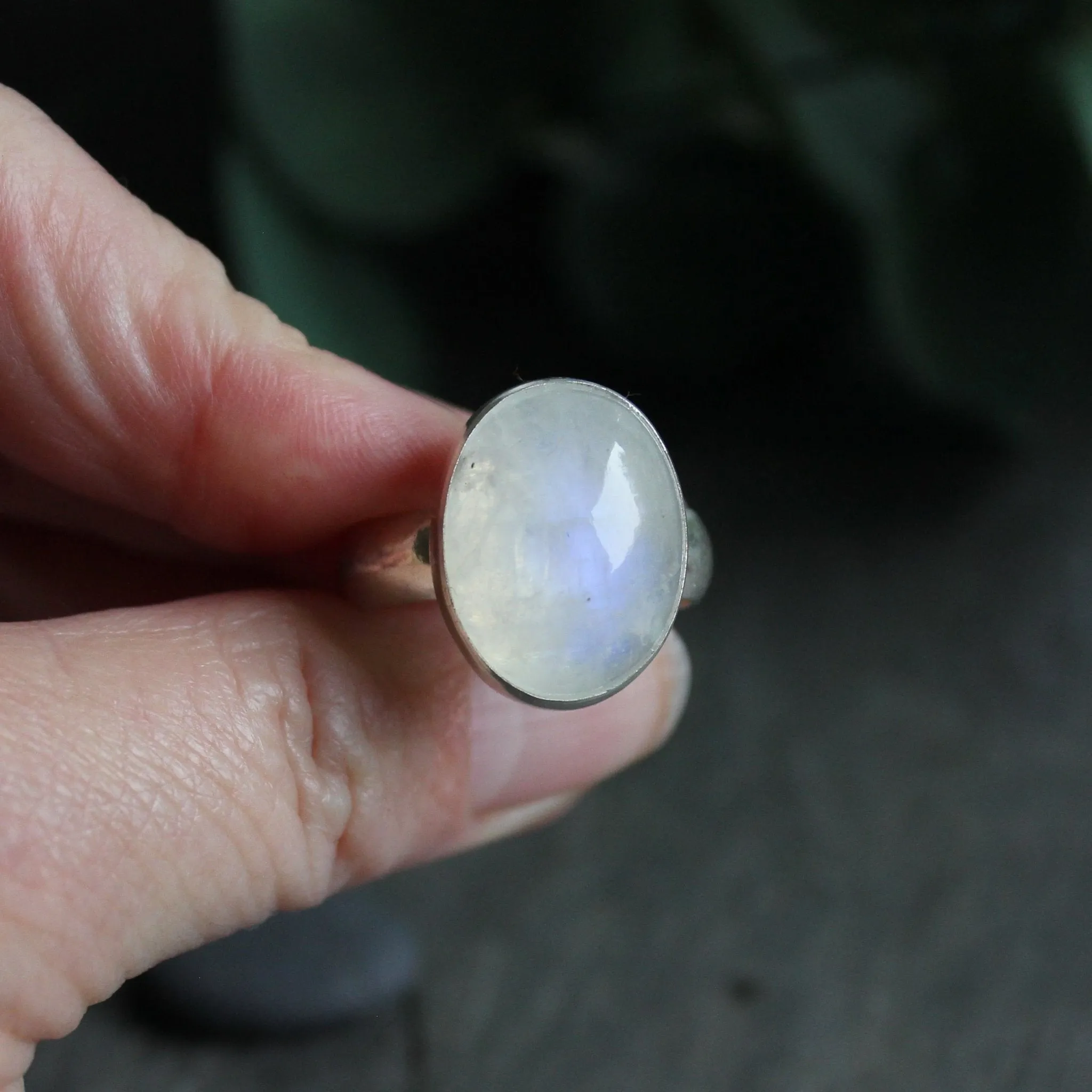 Huge Rainbow Moonstone Statement Ring