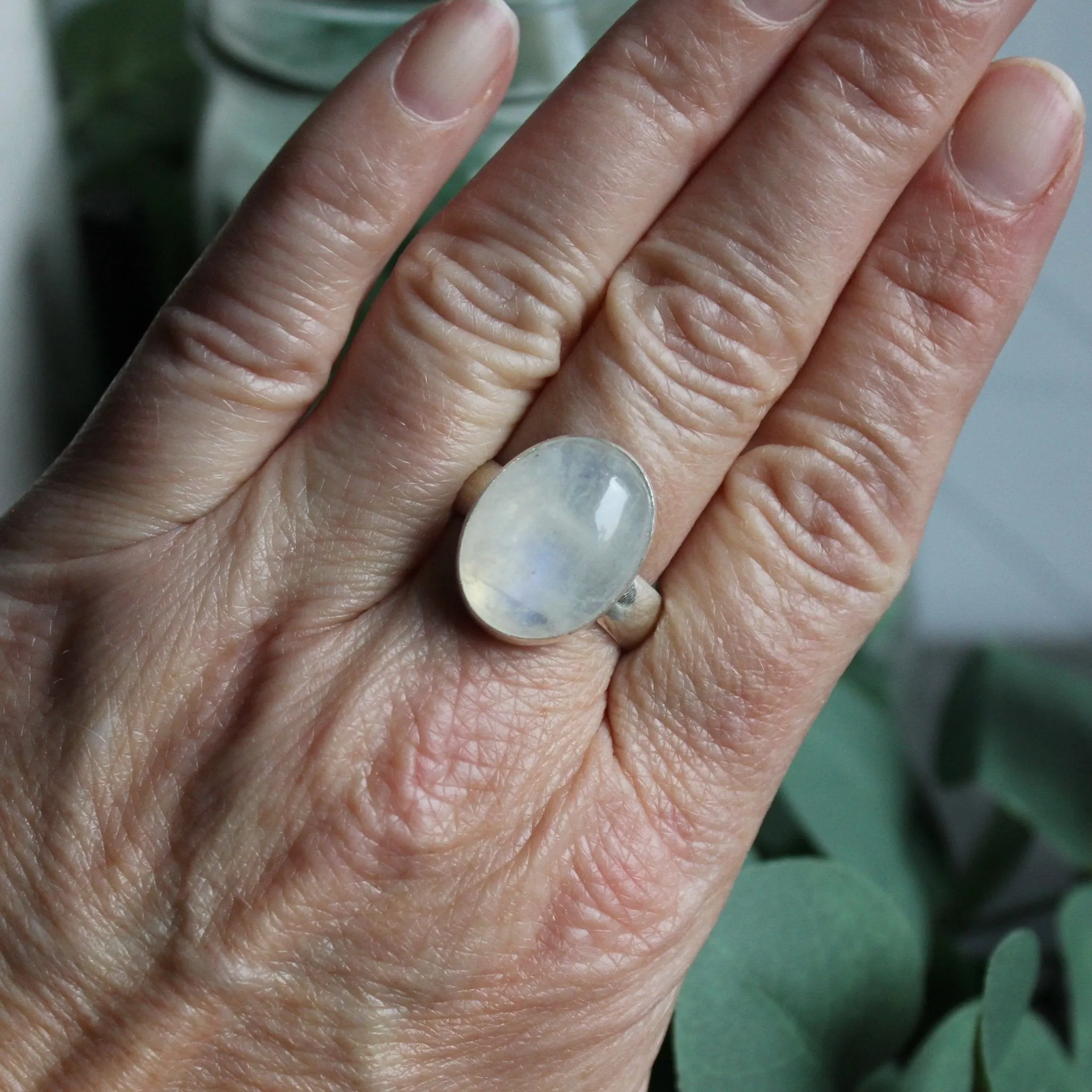 Huge Rainbow Moonstone Statement Ring