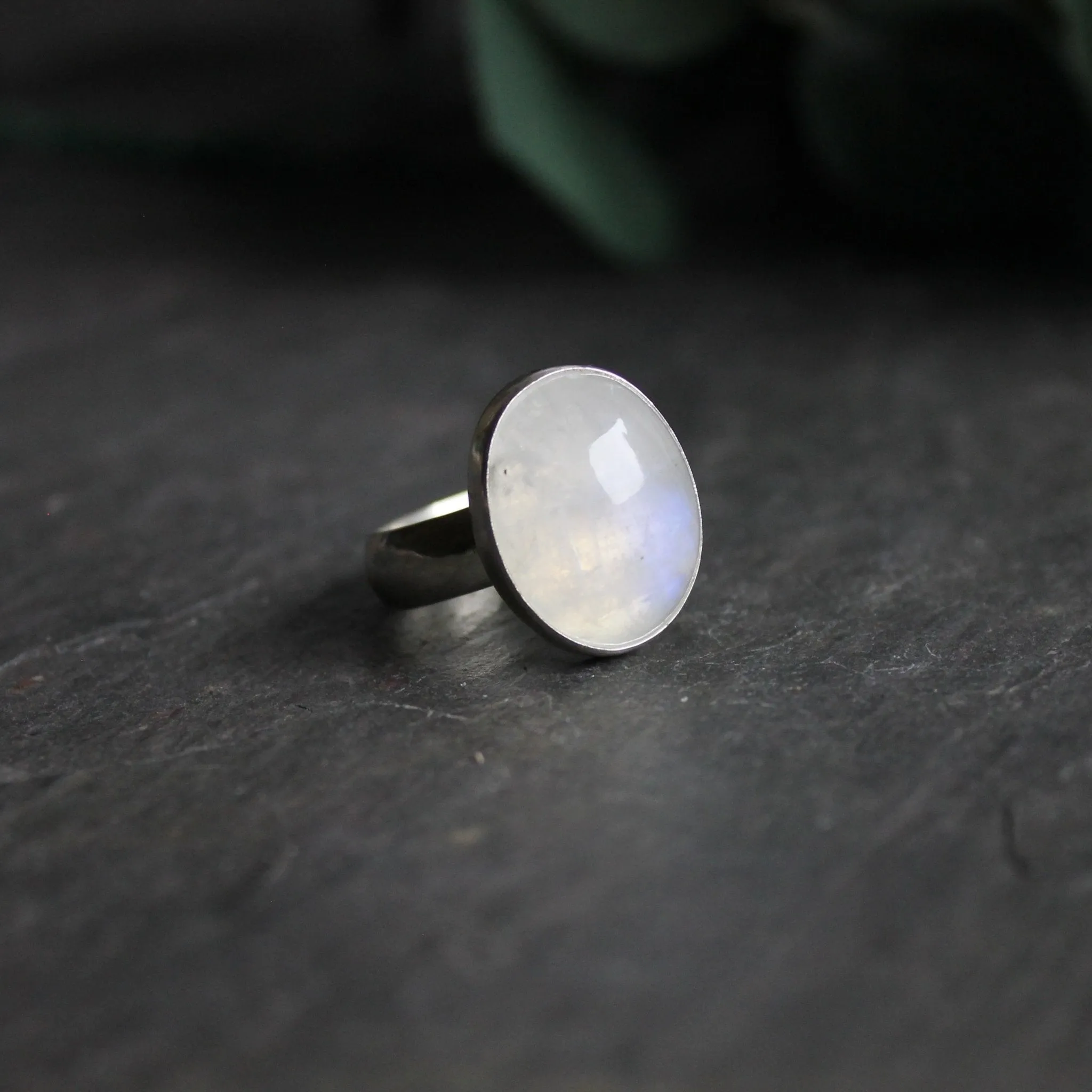Huge Rainbow Moonstone Statement Ring