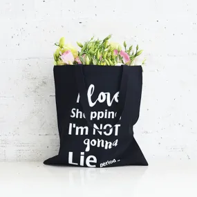 I Love Shopping Flat Tote Black