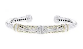 Italian sterling silver hinge bracelet with 0.36ct. diamonds and 14K solid yellow gold accents
