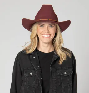 Jean Wine Cattleman's Crease Cowboy with Studded Leather Cording