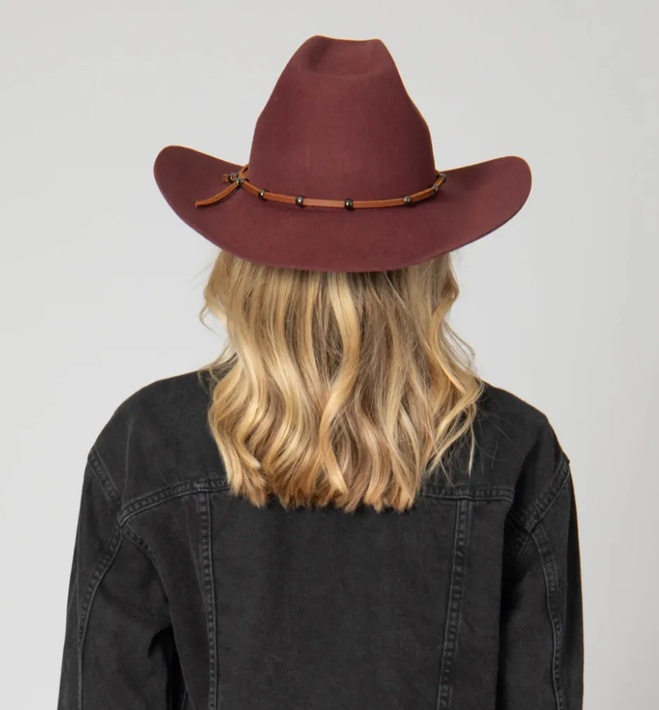 Jean Wine Cattleman's Crease Cowboy with Studded Leather Cording