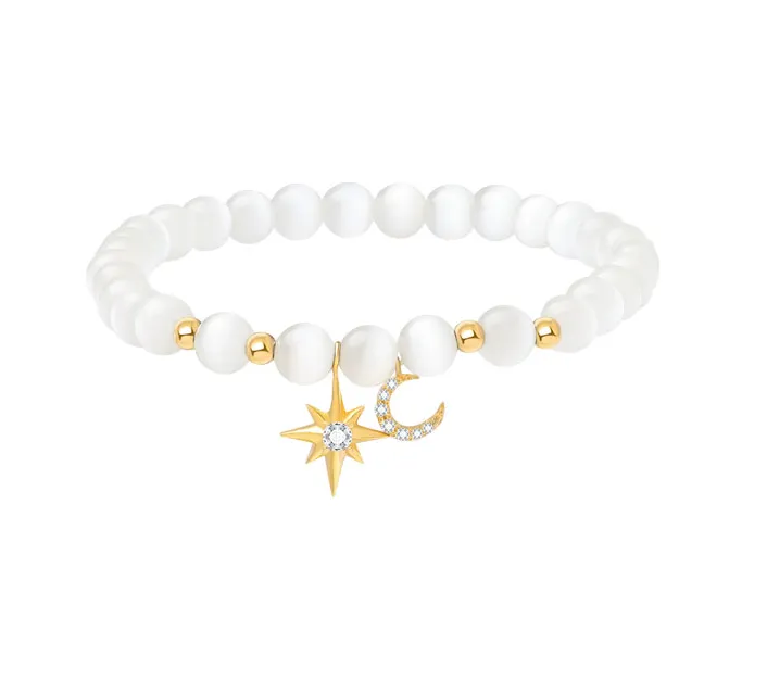 JELLY GIRL BEADED BRACELET WITH CRYSTAL MOON AND STAR