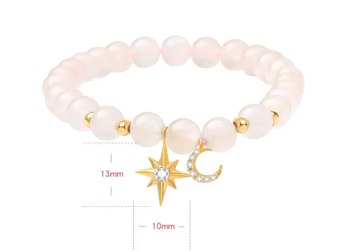 JELLY GIRL BEADED BRACELET WITH CRYSTAL MOON AND STAR