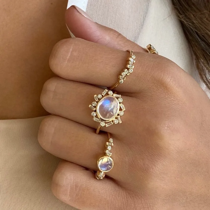 Jubilee Moonstone and Diamond Ring