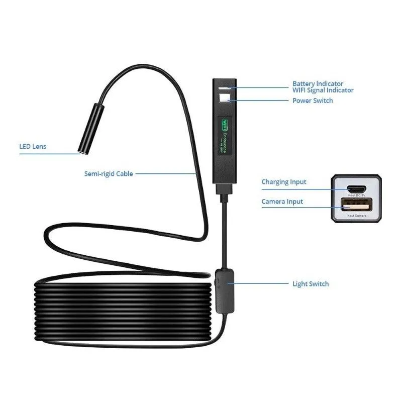 KERUI- 1200P WIFI Endoscope IP67 HD Wireless Snake Camera/ 1-10M optional