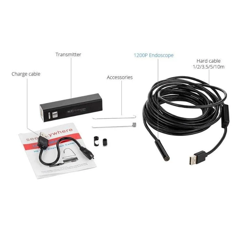 KERUI- 1200P WIFI Endoscope IP67 HD Wireless Snake Camera/ 1-10M optional