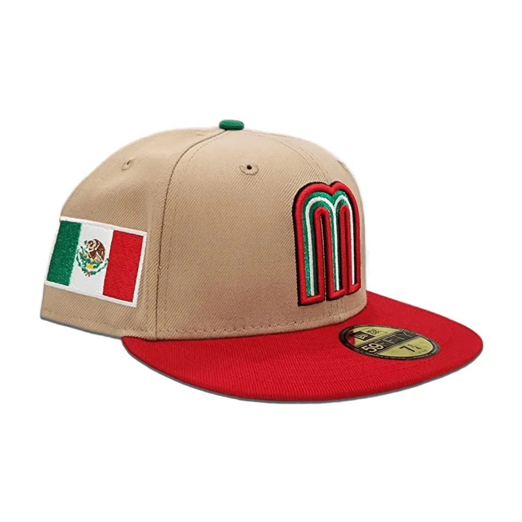 Khaki Mexico Red Visor Gray Bottom 2023 World Baseball Classic New Era 59Fifty Fitted