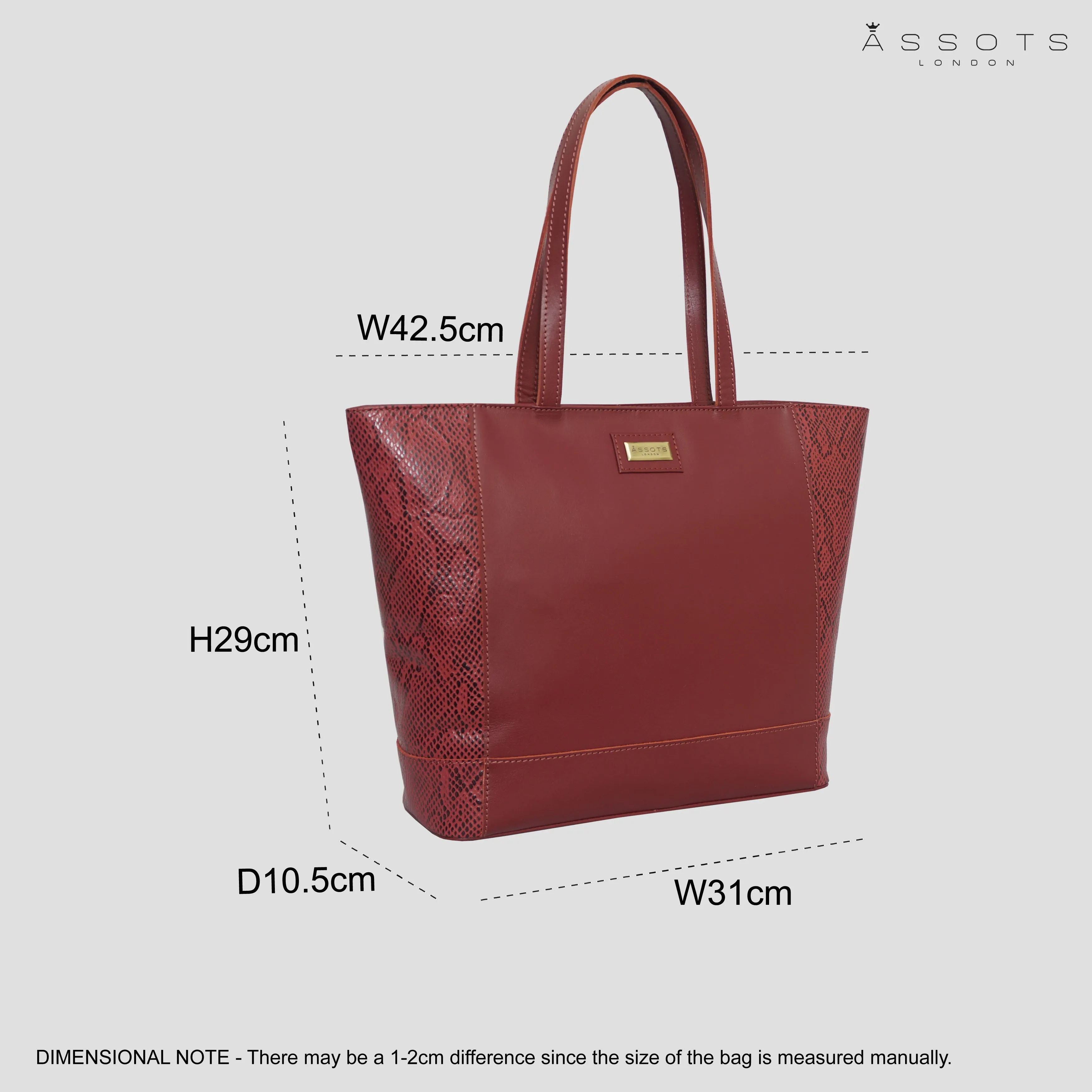'Klara' Red Animal Snake Print Real Leather Designer Tote Bag