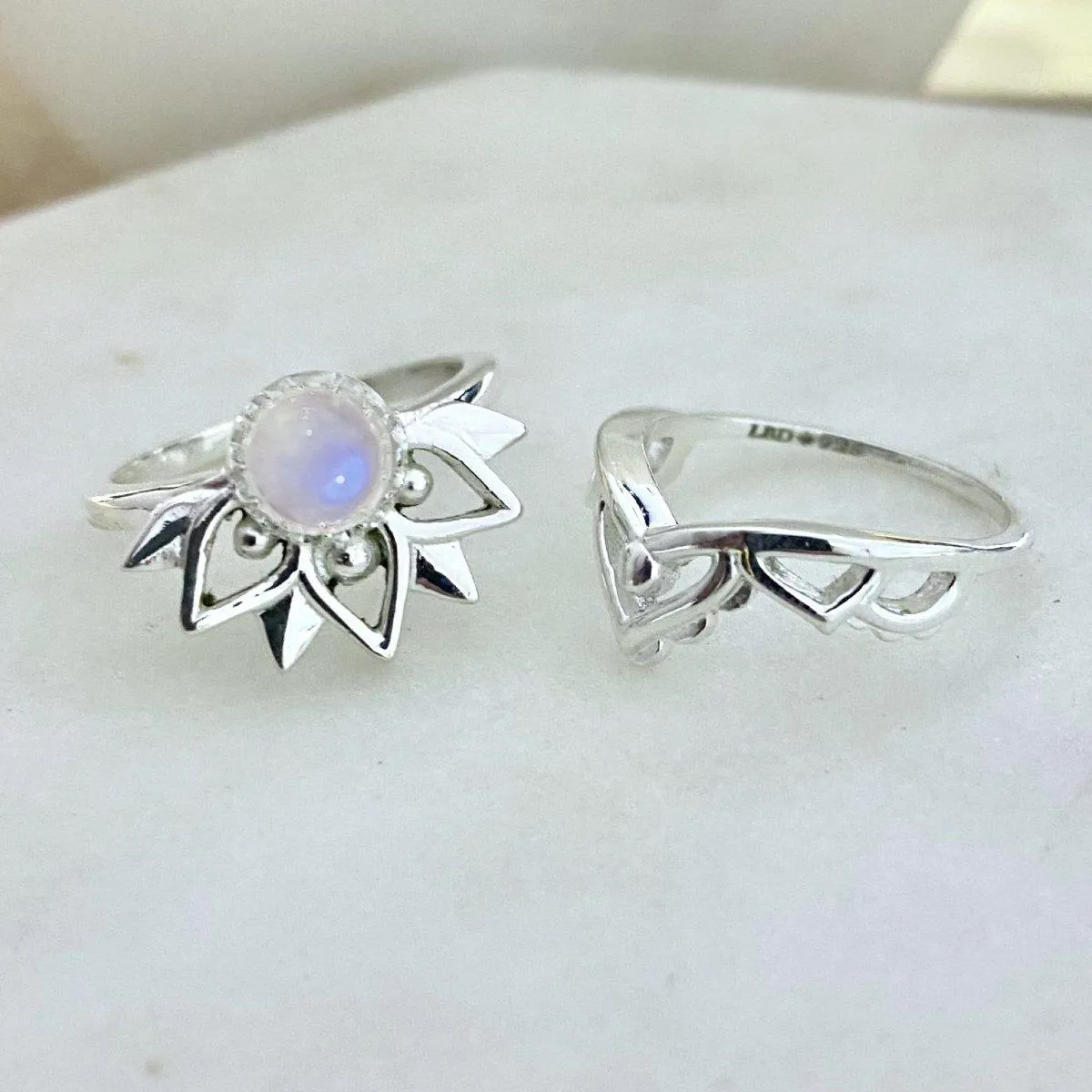 Laihas Inflorescence Boho Moonstone Ring Set