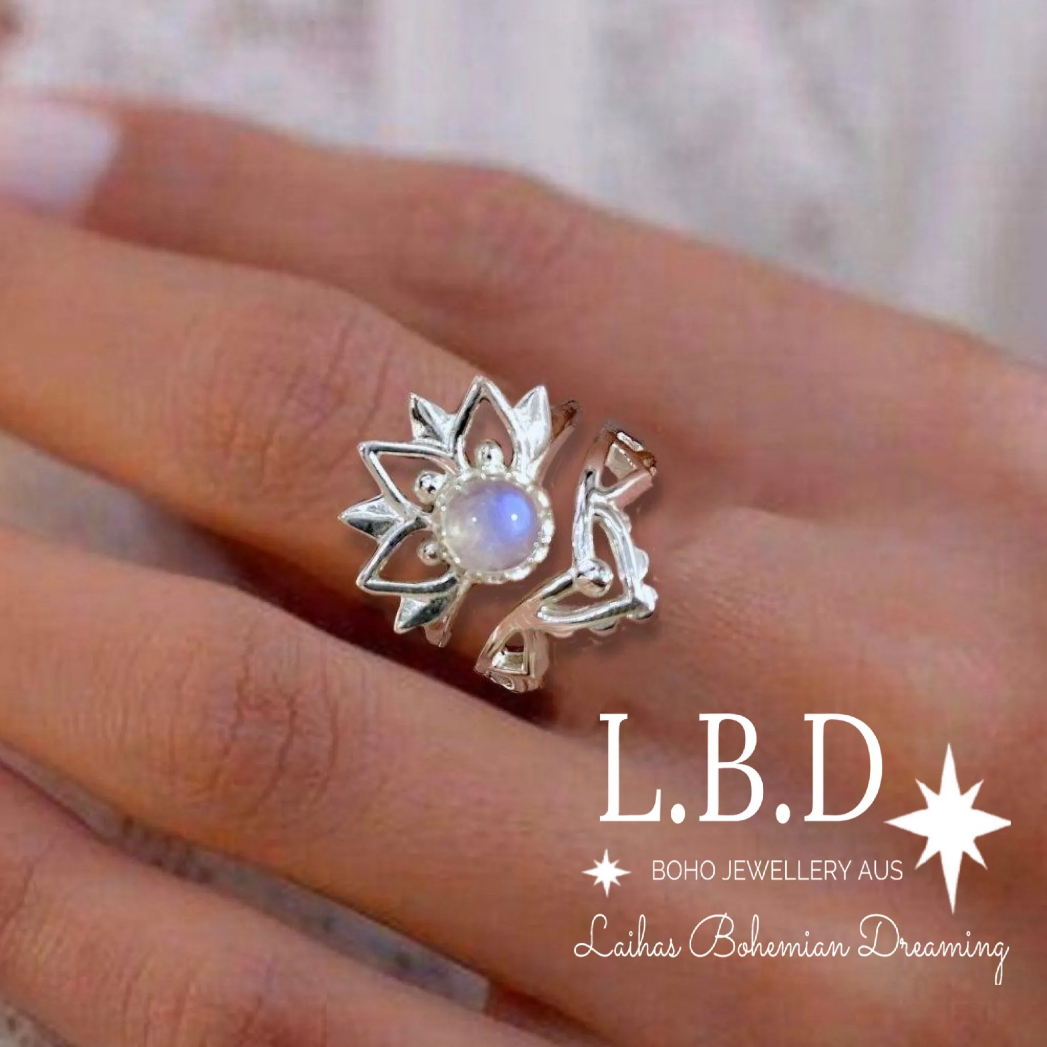 Laihas Inflorescence Boho Moonstone Ring Set