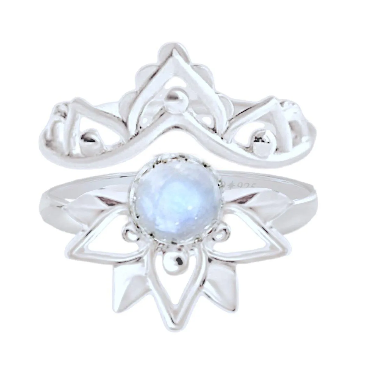 Laihas Inflorescence Boho Moonstone Ring Set